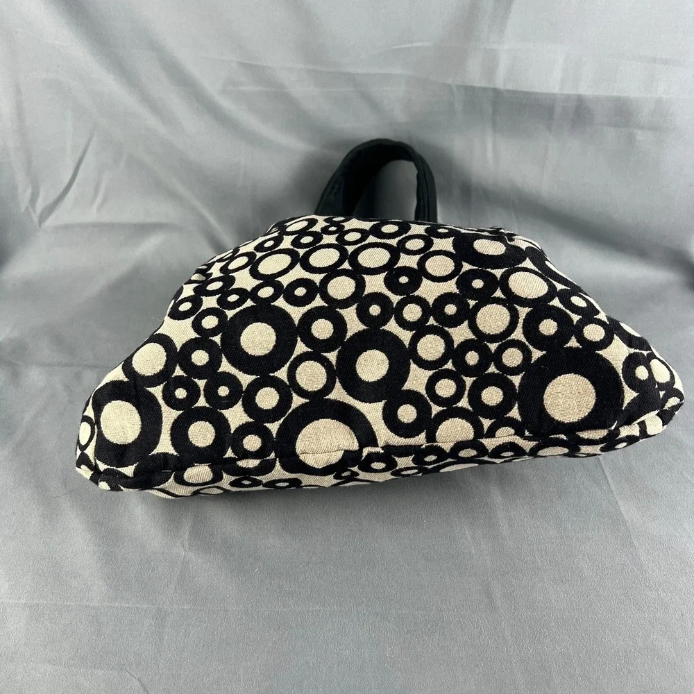 1154 Lill Studio Hobo Handbag Womens Black White Geometric Circles Shoulder Bag